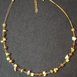 Elegant Gold and Brown Beaded Necklace
